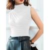 imageAvanova Women Fitted Sleeveless Ruched Tank Top Shirt Mock Turtleneck BlousesWhite