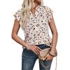 imageAvanova Women Floral Flutter Ruffle Short Sleeve Top Blouses V Neck Dressy Work ShirtBeige Dots