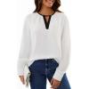 imageAvanova Women Keyhole V Neck Blouse Long Sleeve Tops Business Casual Shirt White Large
