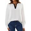 imageAvanova Women Keyhole V Neck Blouse Long Sleeve Tops Business Casual Shirt White Large