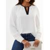 imageAvanova Women Keyhole V Neck Blouse Long Sleeve Tops Business Casual Shirt White Large