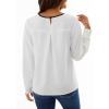 imageAvanova Women Keyhole V Neck Blouse Long Sleeve Tops Business Casual Shirt White Large