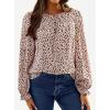 imageAvanova Women Leopard Blouses 34 Sleeve Length Tops Pleated Ruffle Long Sleeve Shirts Black XLarge