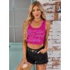 imageAvanova Women Letter Graphic Ribbed Knit Fitted Crop Tank Tops Scoop Neck Sleeveless Summer Shirts Hot Pink Letter XSmall