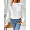 imageAvanova Women Long Sleeve Tie Neck Tops Shirts Balloon Lantern Sleeve Work Casaul Blouses White Small