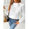 imageAvanova Women Long Sleeve Tie Neck Tops Shirts Balloon Lantern Sleeve Work Casaul Blouses White Small