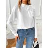 imageAvanova Women Long Sleeve Tie Neck Tops Shirts Balloon Lantern Sleeve Work Casaul Blouses White Small