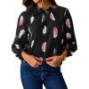 imageAvanova Women Polka Dot Long Sleeve Blouse Shirts Work Mock Neck Ruffle TopFeather Black
