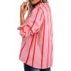 imageAvanova Women Polka Dot Long Sleeve Blouse Shirts Work Mock Neck Ruffle TopHot Pink Striped