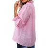 imageAvanova Women Polka Dot Long Sleeve Blouse Shirts Work Mock Neck Ruffle TopPink Stripe