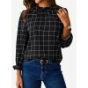 imageAvanova Women Polka Dot Long Sleeve Blouse Shirts Work Mock Neck Ruffle TopPlaid Black