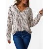 imageAvanova Women Print V Neck Long Sleeve Dressy Tops Blouses Work Business Casual Elegant Shirts Beige Medium