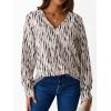 imageAvanova Women Print V Neck Long Sleeve Dressy Tops Blouses Work Business Casual Elegant Shirts Beige Medium
