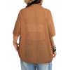 imageAvanova Women See Through Mesh Button Down Top Half Short Sleeve Collared Shirt Blouse Brown Large