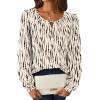 imageAvanova Women Striped Blouse Keyhole Tops Long Sleeves Work Business Casual ShirtBeige Dots