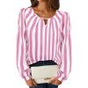imageAvanova Women Striped Blouse Keyhole Tops Long Sleeves Work Business Casual ShirtPink