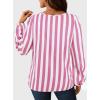 imageAvanova Women Striped Blouse Keyhole Tops Long Sleeves Work Business Casual ShirtPink