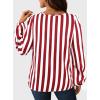 imageAvanova Women Striped Blouse Keyhole Tops Long Sleeves Work Business Casual ShirtRed