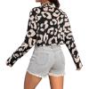 imageAvanova Women Striped Button Down Crop Top Collared Neck Long Sleeve Blouses ShirtBeige Black