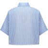 imageAvanova Women Striped Button Down Short Sleeve Shirts Cropped Blouse Loose Business Work Tops Blue Striped Large
