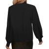 imageAvanova Women Tie Neck Bishop Long Sleeve Shirts Casual Work Blouses TopsBlack