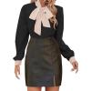 imageAvanova Women Tie Neck Bishop Long Sleeve Shirts Casual Work Blouses TopsBlack Beige