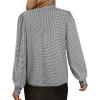 imageAvanova Women Tie Neck Bishop Long Sleeve Shirts Casual Work Blouses TopsBlack Checked