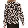 imageAvanova Women Tie Neck Bishop Long Sleeve Shirts Casual Work Blouses TopsBlack Leopard