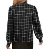 imageAvanova Women Tie Neck Bishop Long Sleeve Shirts Casual Work Blouses TopsBlack Plaid