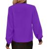imageAvanova Women Tie Neck Bishop Long Sleeve Shirts Casual Work Blouses TopsBlack Purple