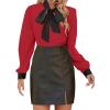 imageAvanova Women Tie Neck Bishop Long Sleeve Shirts Casual Work Blouses TopsBlack Red