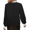 imageAvanova Women Tie Neck Bishop Long Sleeve Shirts Casual Work Blouses TopsBlack White D
