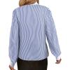 imageAvanova Women Tie Neck Bishop Long Sleeve Shirts Casual Work Blouses TopsBlue Striped