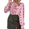 imageAvanova Women Tie Neck Bishop Long Sleeve Shirts Casual Work Blouses TopsHeart Pink