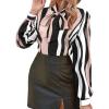 imageAvanova Women Tie Neck Bishop Long Sleeve Shirts Casual Work Blouses TopsMuti Striped