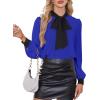 imageAvanova Women Tie Neck Bishop Long Sleeve Shirts Casual Work Blouses TopsNavy