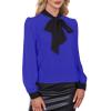 imageAvanova Women Tie Neck Bishop Long Sleeve Shirts Casual Work Blouses TopsNavy