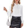 imageAvanova Women Tie Neck Bishop Long Sleeve Shirts Casual Work Blouses TopsSolid White