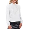 imageAvanova Women Tie Neck Bishop Long Sleeve Shirts Casual Work Blouses TopsSolid White
