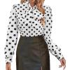 imageAvanova Women Tie Neck Bishop Long Sleeve Shirts Casual Work Blouses TopsWhite Dots a