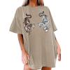 imageAvanova Women Tigers Graphic Oversized Tee Top Short Sleeve Loose Crewneck Summer TShirtKhaki B
