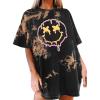imageAvanova Women Tigers Graphic Oversized Tee Top Short Sleeve Loose Crewneck Summer TShirtTie Dye Brown W