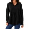 imageAvanova Women Collared Long Sleeve Shirts Blouses V Neck Tunic Tops Dressy Casual Black Medium