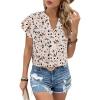 imageAvanova Women Floral Flutter Ruffle Short Sleeve Top Blouses V Neck Dressy Work ShirtBeige Dots