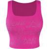 imageAvanova Women Letter Graphic Ribbed Knit Fitted Crop Tank Tops Scoop Neck Sleeveless Summer Shirts Hot Pink Letter XSmall