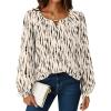imageAvanova Women Striped Blouse Keyhole Tops Long Sleeves Work Business Casual ShirtBeige Dots
