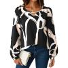 imageAvanova Women Striped Blouse Keyhole Tops Long Sleeves Work Business Casual ShirtBlack