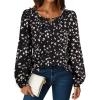 imageAvanova Women Striped Blouse Keyhole Tops Long Sleeves Work Business Casual ShirtBlack Floral