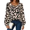 imageAvanova Women Striped Blouse Keyhole Tops Long Sleeves Work Business Casual ShirtBlack Leopard