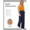imageTapata Women Wide Leg Pants High Waisted Dress Trousers Casual Elastic Pockets Business Work SlacksBlue Faux Denim
